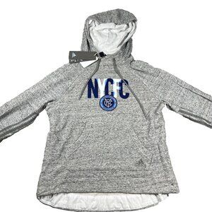 Adidas‎ Womens Small Gray New York City FC MLS Pullover Hooded Sweatshirt NWT
